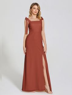 Rust Bridesmaid Dresses Square Neckline, Square Neck Gown Bridesmaid Dresses, Rust Square Neck Dress, Elegant Red Square Neck Maxi Dress, Square Neck Pink Bridesmaid Dress, Rust Bridesmaid Dress, Full Maxi Skirt, Bridesmaid Dresses With Sleeves, Square Neck Dress