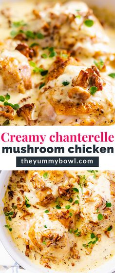 this creamy chicken dish has been made with cream sauce and is ready to be eaten