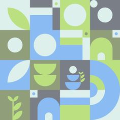 Abstract shapes of natural elements (leaves, circles, etc.) create a seamless geometric pattern. Vector illustration. - - - #vector #pattern #icon #set #seamless #illustration #design #paper #color #vintage #card #symbol #cartoon #retro #element #texture #web #travel #object #objects #collection #leaf #meditation #peace #joy #circles #nature #geometricillustration #dailyillustrator #illustrator Seamless Geometric Pattern, Design Paper, Vintage Card, Paper Color, Color Vintage, Pattern Vector, Natural Elements, Illustration Vector, Vector Pattern