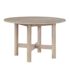 a round wooden table with two legs and an oval shaped top, against a white background