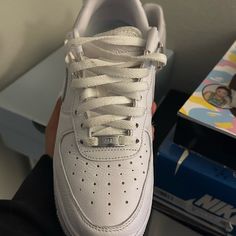 Great Condition Size 9.5 Mens Og All Minimal Creasing & Star Loss All Flaws Shown Open To Offers Ships Next Day Casual Nike Air Force 1 Leather Shoes With Laces, Casual Leather Nike Air Force 1, Casual Nike Air Force 1 Leather With Perforations, Casual Nike Air Force 1 With Perforations, Nike Custom Casual Sneakers With White Laces, White Nikes, Air Force 1, Mens Shoes Sneakers, Drake