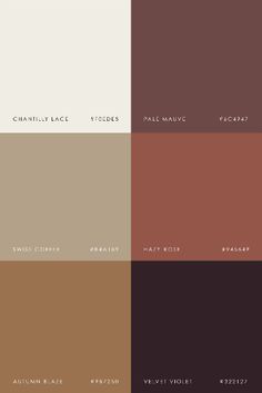 the different shades of brown, beige and white are featured in this color palettes