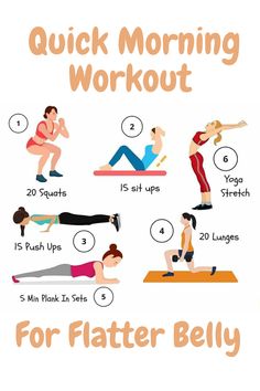 Morning Workout , Flatter Belly , weight loss , women workout , yoga Quick Morning Workout, Morning Workout Routine, Bolesti Chrbta, Beginner Workouts, Workout Routines For Beginners, Quick Workout Routine, Trening Fitness, Workout Without Gym, Easy Yoga Workouts