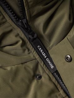 Canada Goose's 'Macmillan' parka is part of its 'Black Label Heritage', a range set apart for its expedition-ready qualities. It's made from lightweight, weather-resistant shell that's padded with down and quilted for optimal insulation. Ribbed-knit cuffs lock in heat and an elongated hem provides additional coverage. Canada Goose Macmillan, Set Apart, Hooded Parka, Green Coat, Outdoor Jacket, Weekend Style, Down Parka, Mens Green, Hooded Coat