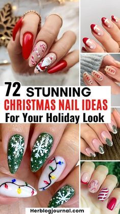 Christmas Nail Decorations, Xmas Manicure Ideas, Christmas Finger Nail Ideas, Nail Designs For Christmas Holiday, Christmas Finger Nail Designs, Square Nails Christmas Art Designs, Christmas Nail Stamping Ideas, Holiday Nail Art Christmas, Christmas Fingernail Ideas