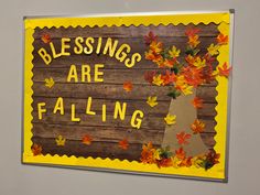 a wooden sign that says, blessing are falling