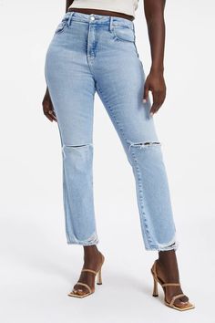 Good Curve Straight Leg Jeans Indigo, Denim by Good American | LIT Boutique Rust Fabric, Trendy Mom Outfits, The It Girl, American Jeans, Trendy Mom, Curve Jeans, Water Usage, Outfits 2022, Denim Shoes