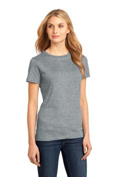 An effortless, perfect tee for everyday wear.; 4.3-ounce, 100% combed ring spun cotton, 32 singles; 1x1 rib knit neck; Shoulder to shoulder taping; Please note: This product is transitioning from woven labels to tear-away labels. Your order may contain a combination of both labels. Fitted Heather Grey Crew Neck Tops, Classic Fitted Gray T-shirt, Fitted Heather Grey T-shirt With Crew Neck, Fitted Heather Grey T-shirt With Short Sleeves, Fitted Heather Grey Short Sleeve T-shirt, Fitted Heather Grey Crew Neck T-shirt, Classic Heather Grey Cotton Top, Tape Measures, Classy Casual