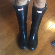 Lightly Worn Tall Black Glossy Hunter Boots. Us 8m/9f Eu 40/41 Black Rain Boots, Black Rain, Hunter Shoes, Women Hunters, Hunter Boots, Rain Boots, Women Shoes, Boots, Women Shopping