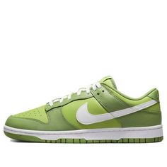 Welcome to the classic Nike Dunk Low Retro vivid green. The vibrant combination of light and dark green leather with white Swooshes gives the sneakers a retro look that will turn heads wherever you go. Crafted with premium materials, these stylish sneakers are designed for style and comfort. The smooth leather upper has darker green overlays, while the woven tongue labels, Nike embroideries on the heel tabs, and white and green foam sole complete this classic design. Perfect for casual days or special occasions, Nike Dunk Low Retro vivid Green will keep your feet comfortable for hours. Make a statement with these timeless sneakers that are sure to become a wardrobe staple. Order today and take your style to new heights! Green Leather Lace-up High-top Sneakers, Green Skate Shoes With Boost Midsole For Streetwear, Green High-top Custom Sneakers For Streetwear, Green High-top Custom Sneakers For Sports, Sporty Green Custom Sneakers For Streetwear, Green Leather Sneakers With Round Toe, Green Custom Sneakers With Boost Midsole For Sports, Green High-top Skate Shoes With Rubber Sole, Green Low-top Skate Shoes With Vulcanized Sole