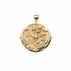 This coin is a symbol of the optimism we feel for what is to come. This design encompasses the year ahead celebrating the four seasons. A coin pendant made of sterling silver dipped in 14k gold. Hands To Myself, Coin Pendant Necklace, Pendant Bails, The Four Seasons, Coin Jewelry, Small Pendant, Coin Necklace, Coin Pendant, Gold Plated Chains