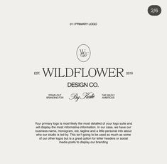 the wildflower design co website is shown in black and white, with an image of a