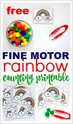 rainbow counting printables for kids to practice fine motor skills and color the rainbow