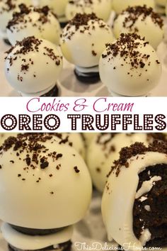 cookies and cream oreo truffles with chocolate sprinkles on top