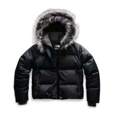 Body: 50D 73 G/M² 100% Recycled Polyester Woven With Durable Water-Repellent (DWR) Finish Lining: 50D 73 G/M² 100% Recycled Polyester Woven Insulation: 550 Fill Grey Goose Down Standard Fit Cropped Length Attached, Fully Adjustable Hood with Removable, Faux Fur Double Layer Hood and Brushed Tricot Collar Double Flap with Hidden Snap Closure Covers the Center Front Zip Ribbed Cuffs Internal Zippered Chest Pocket Exposed Hand Pockets Screen Printed Logo on Left Shoulder British Khaki, Winter Coats Women, North Face Women, Women's Coats & Jackets, Jackets Online, North Face Jacket, Crop Jacket, Winter Women