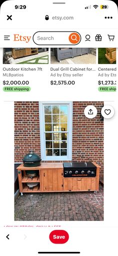 an image of a screen shot of the website for outdoor kitchen and grilling equipment