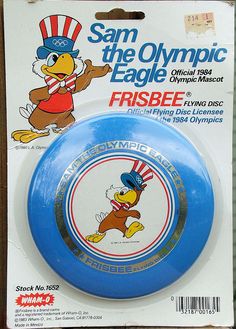 a blue frisbee with an image of donald the duck on it