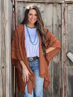 Casual Fall Tops With Kimono Sleeves, Casual Tops With Kimono Sleeves For Fall, One Size Brown Tops For Layering, Brown One Size Tops For Layering, Oversized Casual Wrap Top, Open Front Cotton Tops For Summer, Summer Open Front Cotton Tops, Oversized Open Front Vacation Top, Oversized Open Front Top For Vacation