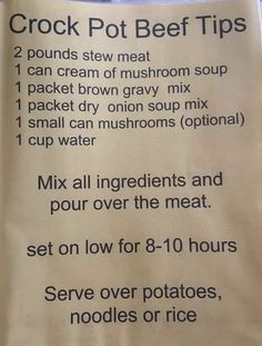 the instructions for crock pot beef tips