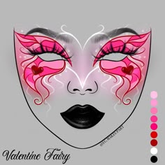 Valentine Eyeshadow Looks, Valentines Day Eye Makeup, Imvu Makeup, Cute Clown Makeup, Pastel Goth Makeup, Day Eye Makeup, Makeup Drawing