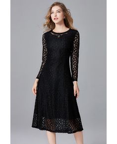 Get 10% off now! Buy L-5XL Modest Black Lace Long Sleeved Dress For Women at cheap price online. Free stable shipping and pro custom service since 2009. Dress With Lace Sleeves, Plus Size Lace Dress, Lace A Line Dress, Eva Dress, Long Sleeved Dress, Lace Party Dresses, Black Sheath Dress, Sleeved Dress, Daily Dress