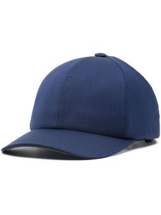 a blue baseball cap is shown on a white background and it's front view