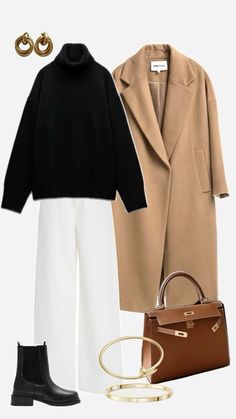 Classy Clothing, Trendy Outfit Inspo, Date Outfit Casual, Stylish Work Attire, Stylish Work Outfits, Camel Coat