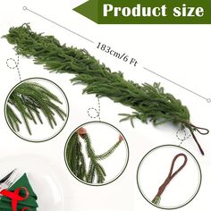 45556985725155 Pine Garland Christmas, Norfolk Pine Garland, Norfolk Pine, Staircase Decor, Pine Garland, Greenery Garland, Natural Christmas, Christmas Greenery, Pine Branch