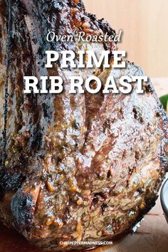 the prime rib roast is ready to be cooked in the oven and served with dipping sauce