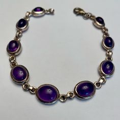 Nwot Beautiful 8” Amethyst And Sterling Silver Bracelet. Nice Weight. From Smoke Free Dog Friendly Home. Sterling Silver Amethyst Bracelet For Formal Occasions, Formal Sterling Silver Amethyst Bracelet, Classic Amethyst Bracelets, Elegant Nickel Free Purple Bracelets, Elegant Nickel-free Purple Bracelets, Formal Silver Amethyst Bracelet, Purple Sterling Silver Round Bracelets, Purple Sterling Silver Round Bracelet, Purple Nickel-free Jewelry For Formal Occasions