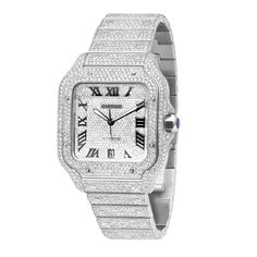 Model/Collection Name: Santos de Cartier&#44 Iced Out Cartier, Cartier Diamond Watch, Black Diamond Watch, Cartier Watches Mens, Cartier Diamond, Watches Diamond, Diamond Watches Women, Diamond Watches For Men, Diamond Jewelry Store