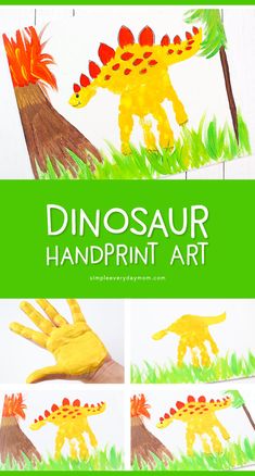 dinosaur handprint art for kids to make