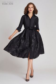 Jacquard Skirt, Classic Shirt Dress, Charity Events, Organza Dress, Tea Length Dresses, Collar Dress, Cocktail Party, Mother Of The Bride, Dress Length