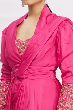 Shop for Nitika Kanodia Gupta Pink Cowl Draped Saree Gown for Women Online at Aza Fashions Draped Saree Gown, Saree Gowns, Draped Saree, Neeta Lulla, Gown For Women, Saree Gown, Drape Saree, Gowns Online, Pink Saree