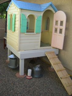 a toy house with steps leading up to it