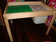 a child's table made out of legos