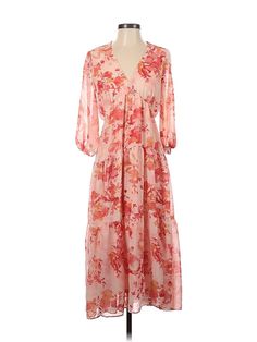 Maison Tara Casual Dress Size: 2 Pink Dresses - used. 100% POLYESTER, Plunge, Floral, Long, 3/4 Sleeve | Maison Tara Casual Dress: Pink Floral Dresses - Used - Size 2 Chic Spring Maxi Dress With 3/4 Sleeves, Brunch Floral Print Maxi Dress With 3/4 Sleeve, Floral Print 3/4 Sleeve Maxi Dress For Brunch, 3/4 Sleeve Floral Print Maxi Dress For Brunch, Floral Print Maxi Dress With 3/4 Sleeves For Brunch, Spring Beach Midi Dress With 3/4 Sleeves, Spring Maxi Dress With 3/4 Sleeves For Day Out, Spring Brunch Maxi Dress With 3/4 Sleeves, Spring Maxi Dress With 3/4 Sleeves For Brunch