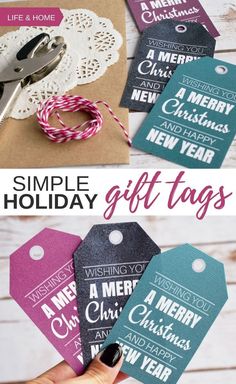 christmas gift tags with the words simple holiday gifts on them