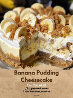 a banana pudding cheesecake is cut in half