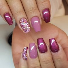 Glitter Gel Nail Designs, Glitter Gel Nails, Purple Nail, Blue Nail, Colorful Nail Designs, Uñas Acrilicas, Nail Designs Glitter