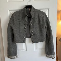 Free People Cropped Jacket, Size Small, Never Worn, Metal Buttons, Embellished Sleeves Embellished Sleeves, Free People Jacket, Cropped Jacket, Crop Jacket, Metal Buttons, Shopping List, Free People, Jackets & Coats, Jackets For Women