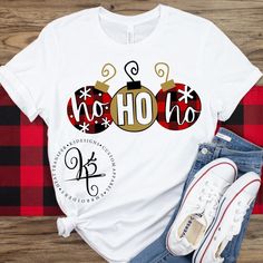 Ho Ho Ho Trees / Christmas Shirt / Christmas Party Tee / Unisex Tee Screen Printed Design (multicolor) approx design size: 11×5.9″ Bella+Canvas Unisex Tee Cotton 100% Weight 4.2 Oz Sizes XS, S, M, L, XL, 2XL Features: -4.2 oz., 100% combed and ringspun cotton -30 singles -Unisex sizing -Retail fit -Fitted at bicep -Shoulder taping -Sideseamed ::If you would like another color, please message:: PLEASE NOTE:: Colors may vary due to different computer screens. If you have ANY questions or Concerns Christmas Tree Buffalo Plaid, Ornament Shirt, Graphic Tee Women, Gangsta Wrapper, Personalized Birthday Shirts, Christmas T Shirt Design, Rainbow Shirt, Family Humor, Family Christmas Shirts