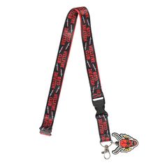 a red and black lanyard strap with the words, fire department on it