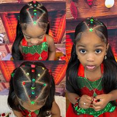 Christmas Ornament Hairstyles, Christmas Hairstyles For Black Kids, Christmas Hair Styles For Black Kids, Hair Styles For Christmas Pictures, Christmas Braids For Black Kids, Christmas Hair Styles For Kids, Hair Styles For Christmas, Christmas Hairstyles For Kids Black, Hair Styles With Bow