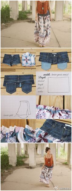 the instructions for how to sew an old pair of jean shorts