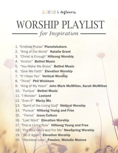 the worship playlist for inspiration is shown in front of a field with daisies