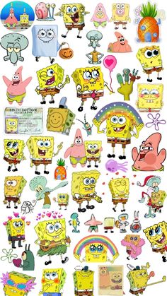 the spongebob stickers are all different colors and sizes, but one is yellow