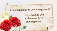 congratulationss on your engagement here's wishing you a lifetime of love and happiness