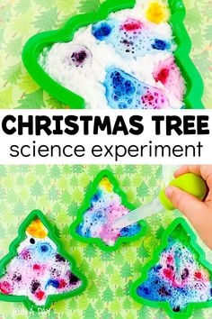 this christmas tree science experiment is perfect for toddlers to do with the holiday season