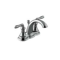 a chrome faucet with two handles and nozzles on the side,